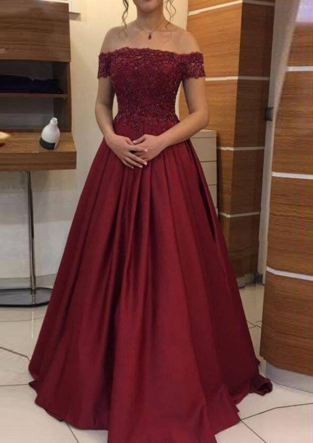 Fashion Off the shoulder appliqued long prom dress