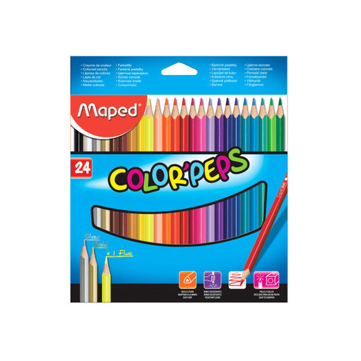 Maped - estuche de 24 lápices de colores triangulares colorpeps