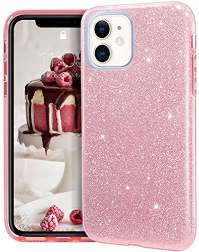 Producto Coovertify Funda Purpurina Brillante Rosa iPhone 11, Carcasa Resistente de Gel Silicona