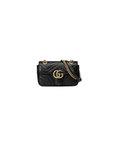 Product Black Leather GG Marmont Small Matelassé Shoulder Bag With ...