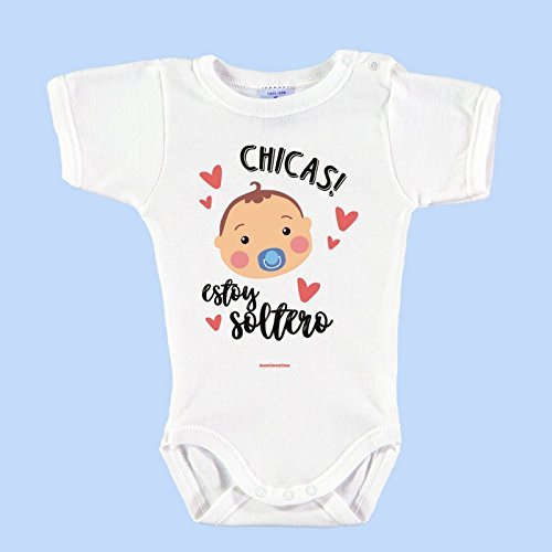 Producto Body Bebé Personalizado con Nombre 100% Algodón Orgánico"Chic@s! Estoy Solter@"