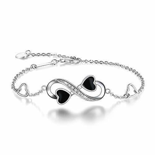 Place Pulsera Infinity del Amor, Infinito Brazalete de Plata de Ley 925, Pulsera