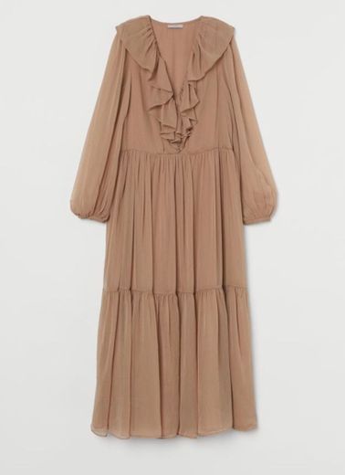 Vestido comprido em chiffon vaporoso | H&M Portugal