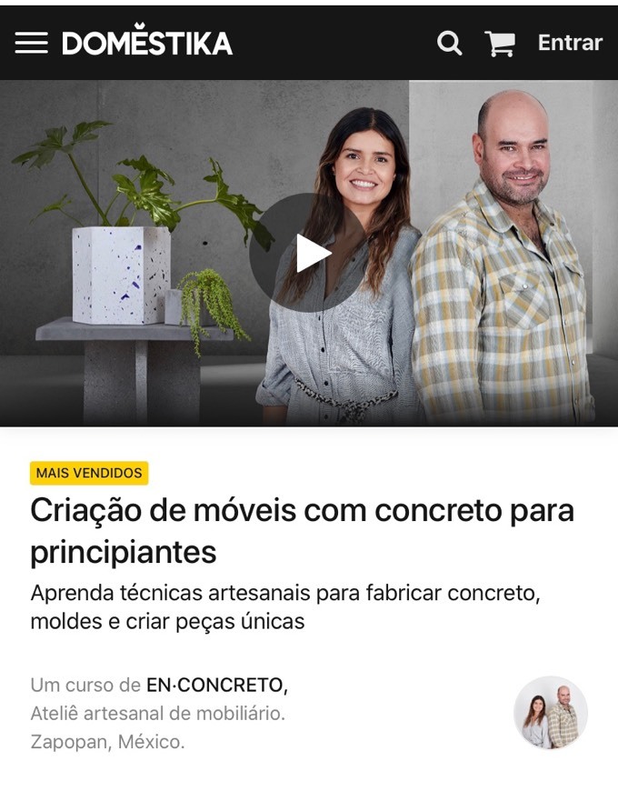 Producto Criação de móveis com cimento para principiantes