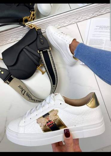 SNEAKERS INSPI CREATEUR WHITE & GOLD 🥇