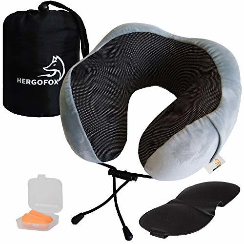 Place Almohada de Viaje ergonómica viscoelástica U. Kit Almohada Gris