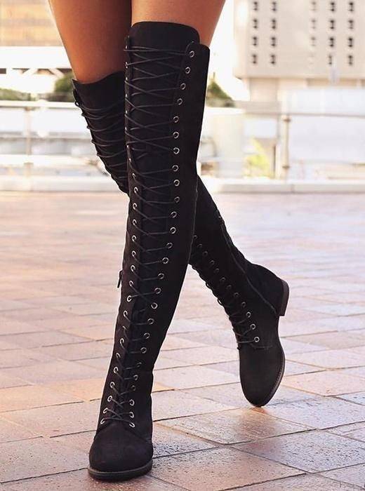 Producto Lace up Over the Knee Flat Boots


