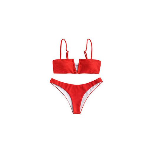 ZAFUL Set De Bikini con Relleno Lazada en Espalda Escote en V