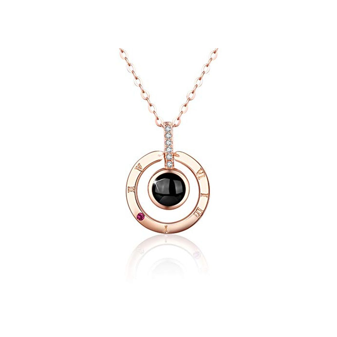 Social Collar Mujer Plata de Ley 925 Proyección 100 Idiomas Te Amo Colgante Collar para Las Mujeres Amante De La Gargantilla De Regalo De Amor Memoria