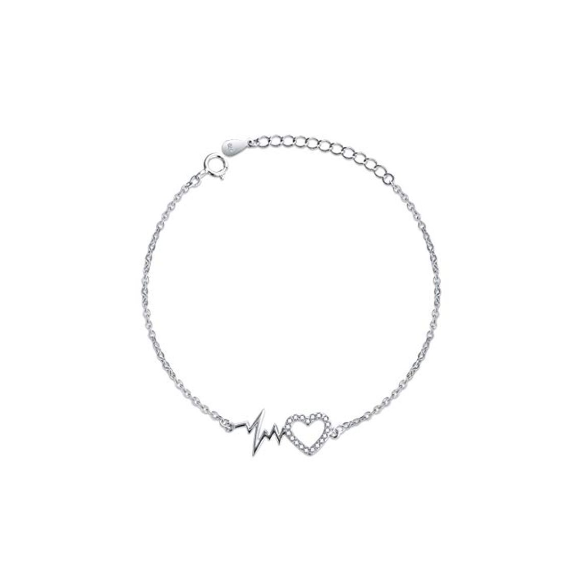 Fashion FINLN Jiayiqi Ritmo cardíaco línea de Ritmo 925 Plata esterlina señoras Pulsera Fitness Compromiso Fiesta Plata Bracel Plata 925 joyería