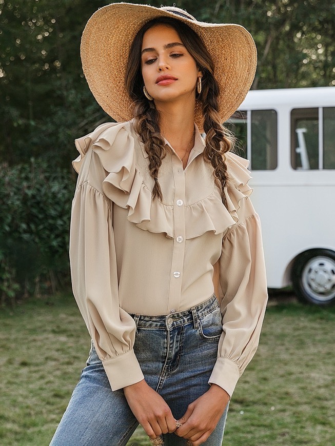 Fashion Simple Ruffle Blouse 