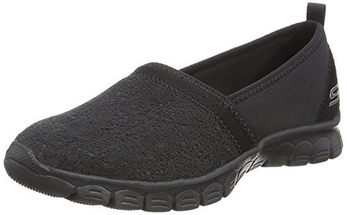 Social Skechers Ez Flex 3.0-Quick Escapade, Zapatillas sin Cordones para Mujer, Negro