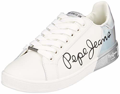 Social Pepe Jeans Brompton Mania, Zapatillas para Mujer, Blanco