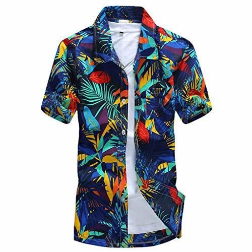 YEBIRAL Polos Manga Corta Camisa Hawaiana Hombre Más Tamaño Solapa Blusa Camisetas Tops