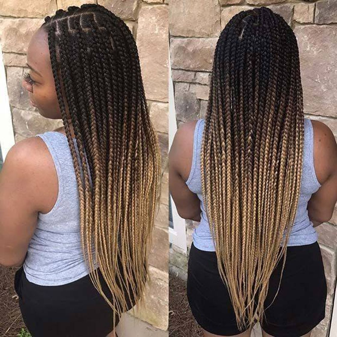 Moda Tranças BoxBraids degradê loiro.