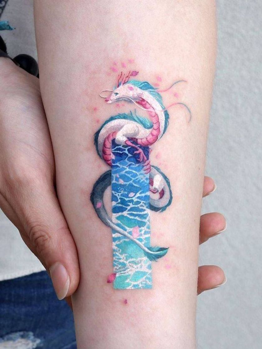 Moda SPIRITED AWAY TATTOO🐉🌸🌊