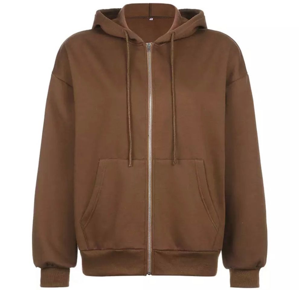 Fashion ALI Brown zipper sweatshirt