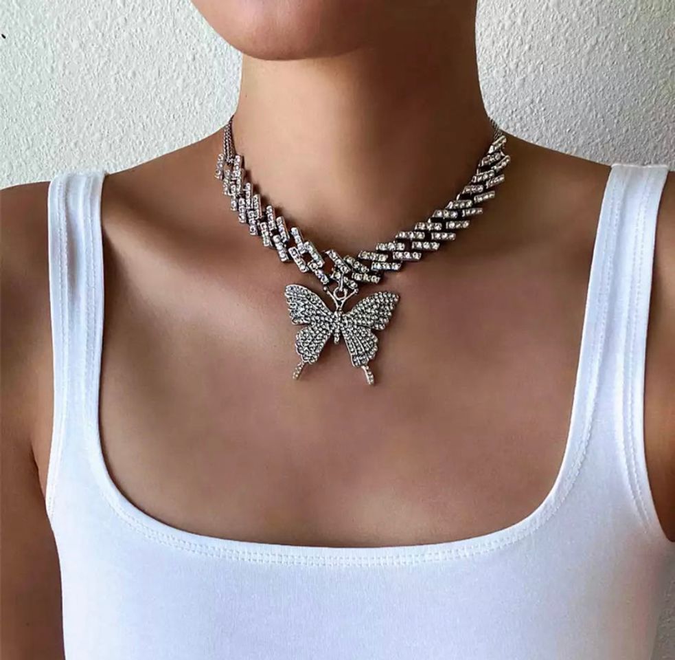 Moda ALI Ice cuban butterfly necklace