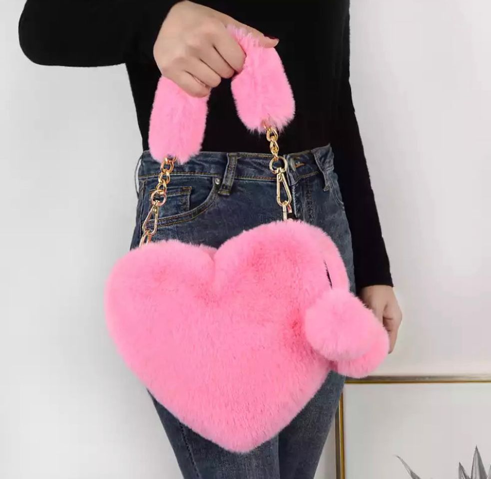 Fashion ALI Fur heart purse