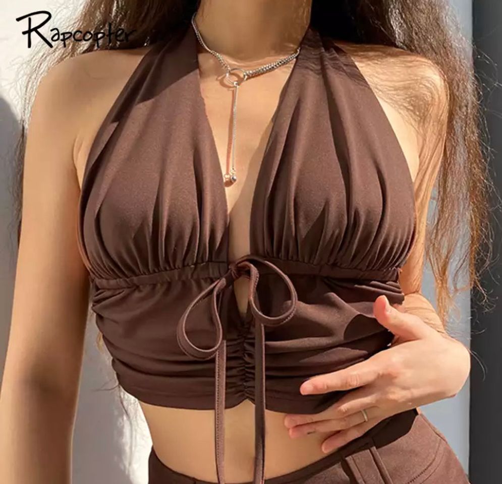 Moda ALI Y2k Ruched brown cami