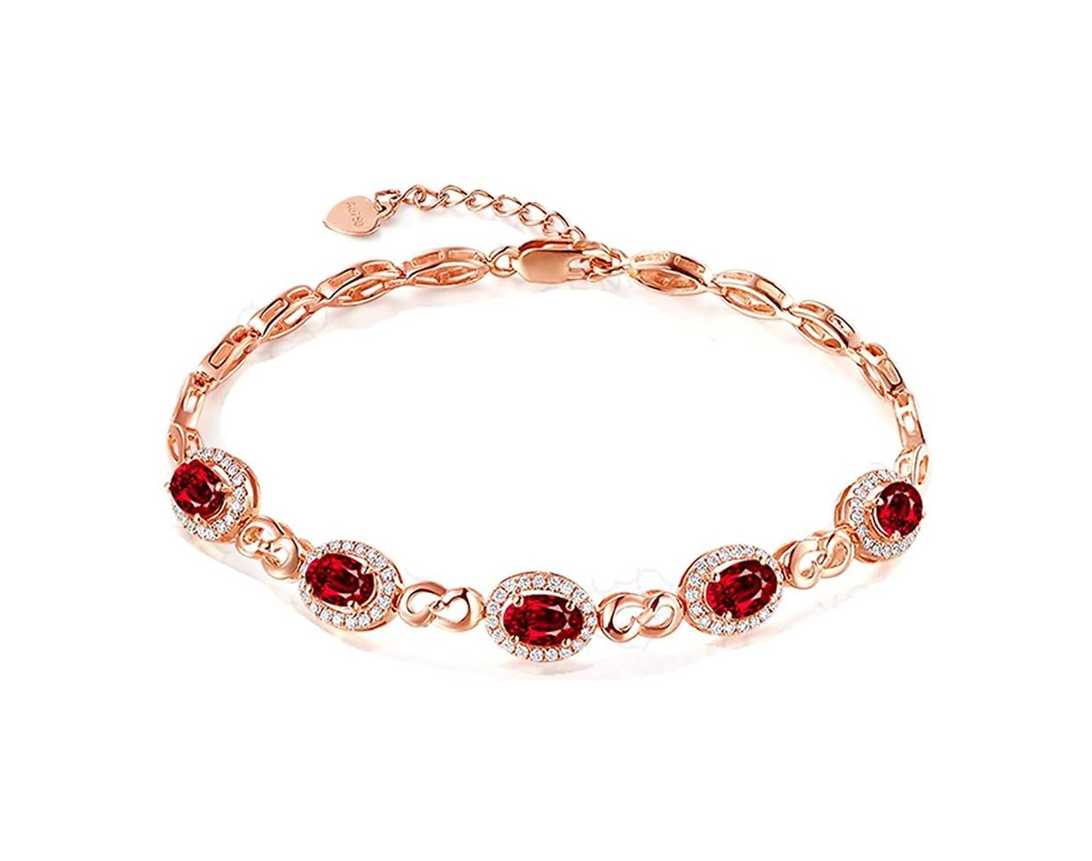 Fashion Daesar Pulseras de Oro Rosa Mujer 17 CM Rubí 0