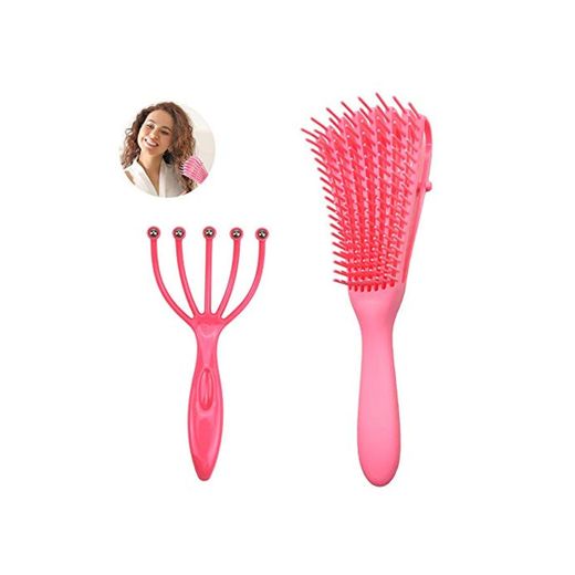 SUNSK Cepillo Desenredante Detangling Brush Curly Hair Peine Para Desenredar el Ccabello 3a a 4c Antiestático Masaje 2 Piezas