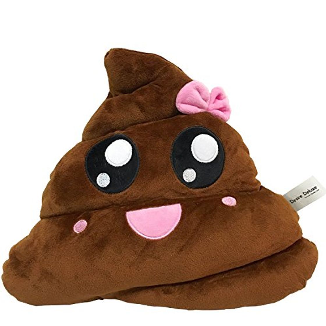 Products Desire Deluxe Cojín Emoticono Caca con Arco Sonriente - Almohada o Peluche