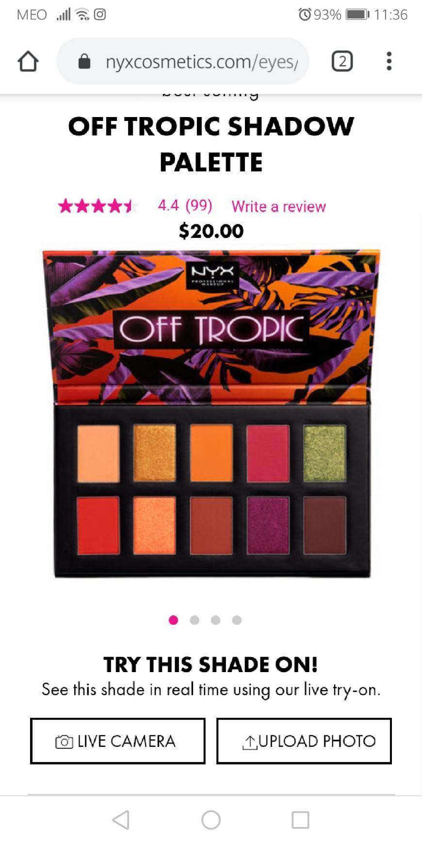 Moda Tropic shadow palette - NYX