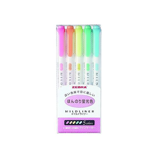 Zebra Mildliner - Pack de 5 rotuladores permanentes