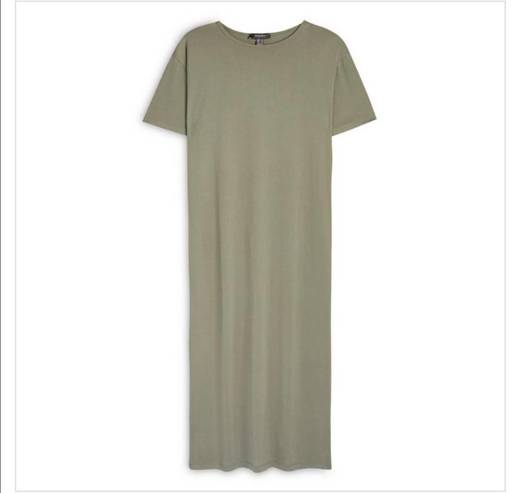 Vestido t-shirt midi malha caqui