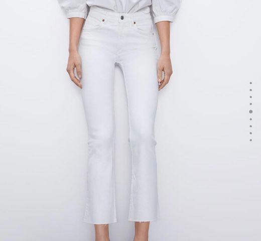 Jeans mid rise cropped flare white