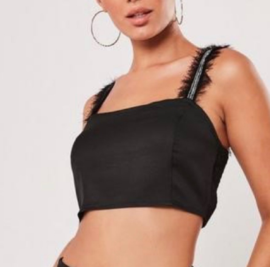 Products Black Diamante Feather Trim Bralet