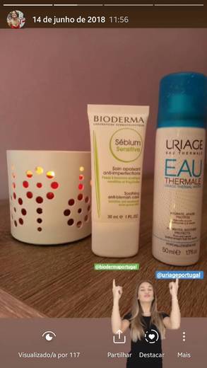 Creme Bioderma e água termal da uriage.