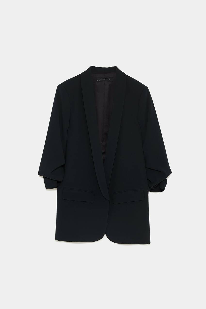 Fashion Blazer preto meia manga