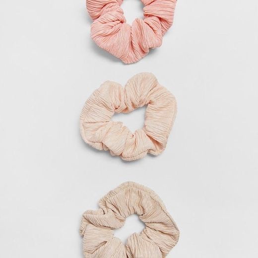 Social Conjunto de 3 scrunchies com textura ✨