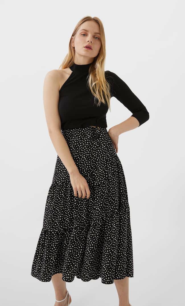 Social Saia assimétrica com estampado de bolinhas

REF