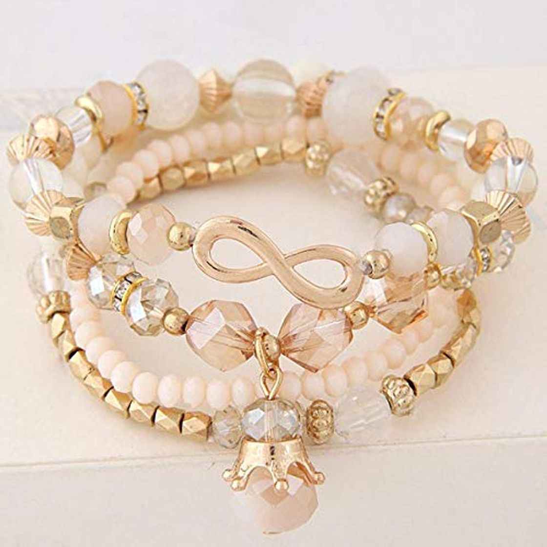 Fashion Pulsera Multicamada Contas De Cristal E Infinito Charme Jóias para Mulheres Presente