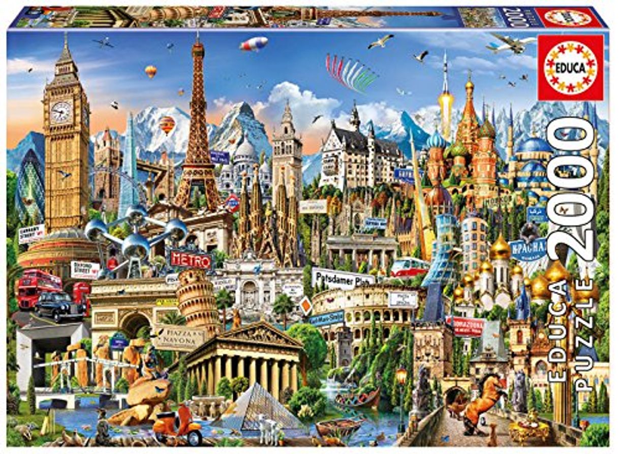 Place Educa Borrás- Puzzle 2000 Símbolos de Europa, Multicolor