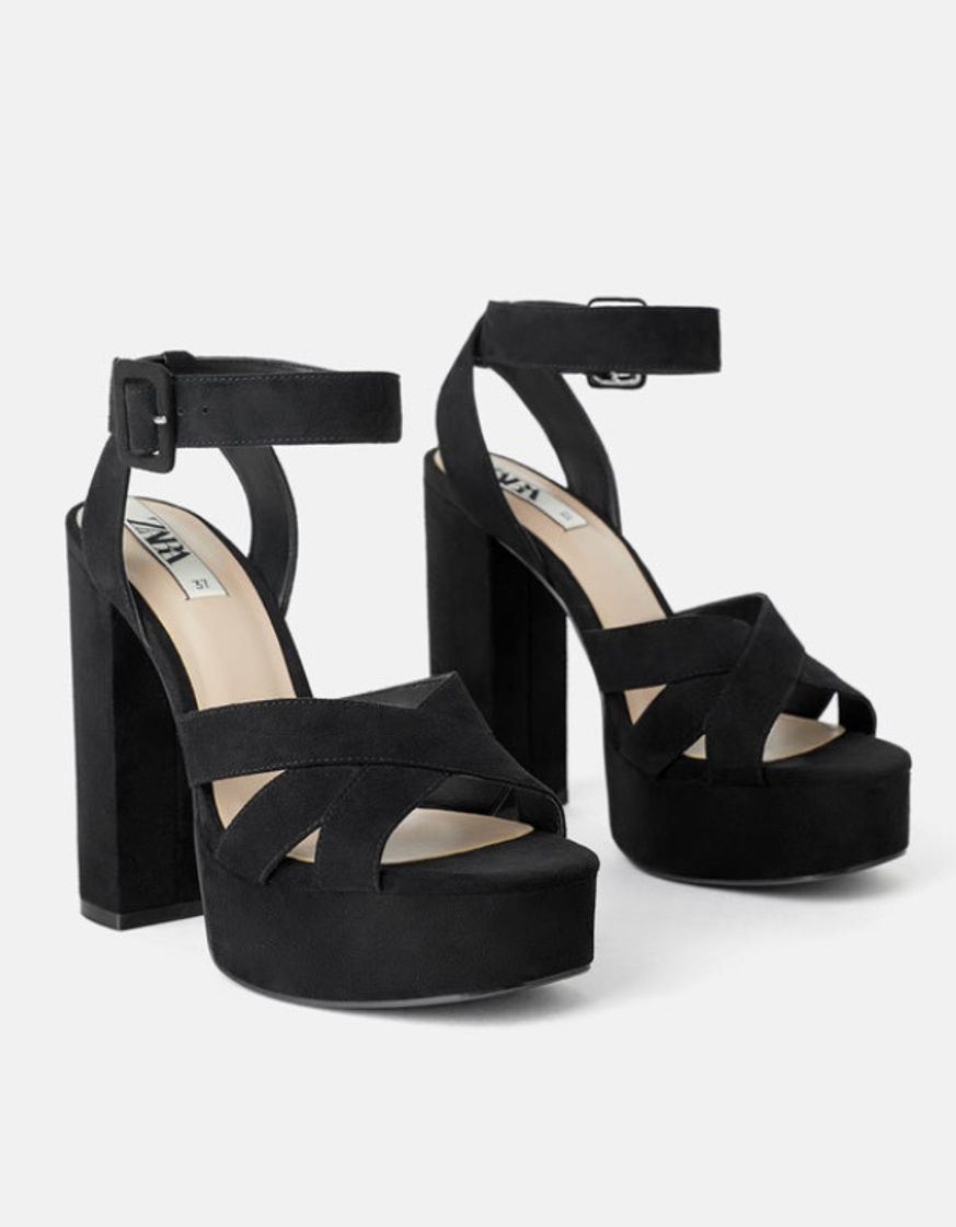 Social sandalias negras tacón plataforma- Zara