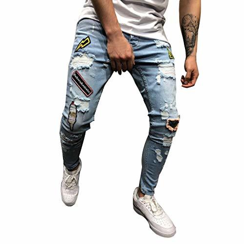 Fashion Pantalones Vaqueros Deportivos Hombres Rotos Pitillo Originales Slim Fit Skinny Pantalones Casuales