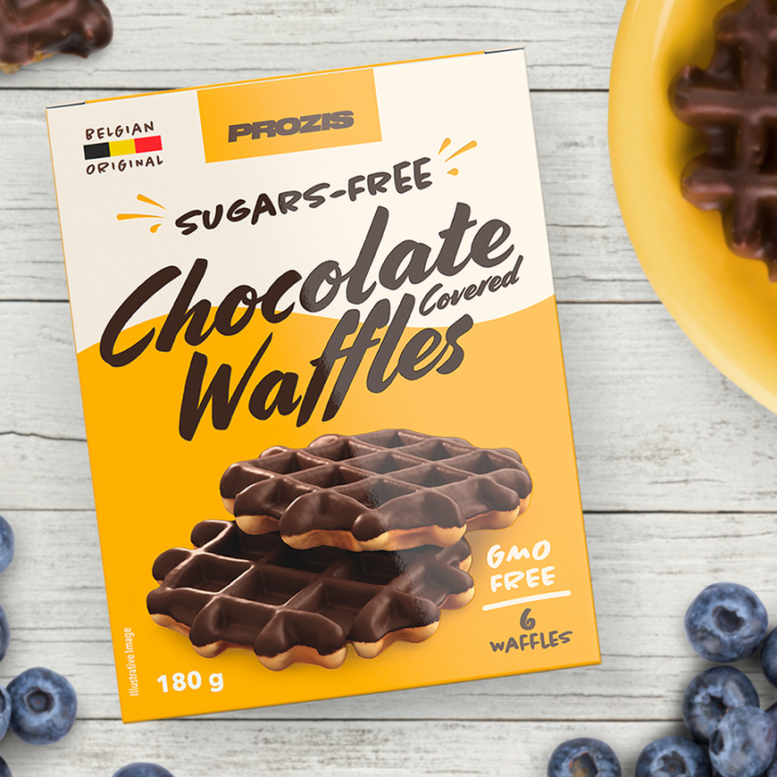 Producto Waffles Cobertos com Chocolate sem Açúcares 