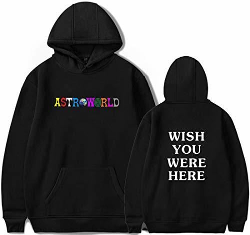 Fashion PANOZON Sudadera Hombre Travis Scott Astroworld Impresión de Logo Hoodie Chaqueta con