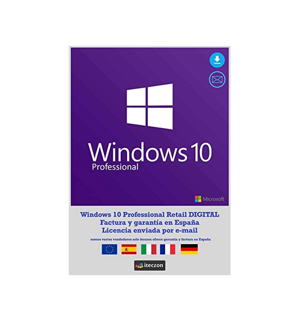 Products Windows 10 Professional Retail 1 PC ( ESD ) Entrega electrónica de