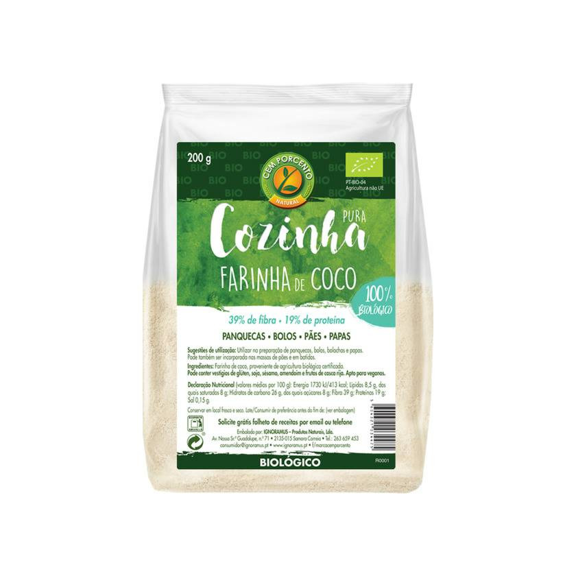 Products Farinha de Côco Biológica embalagem 200 g · Cem Porcento 