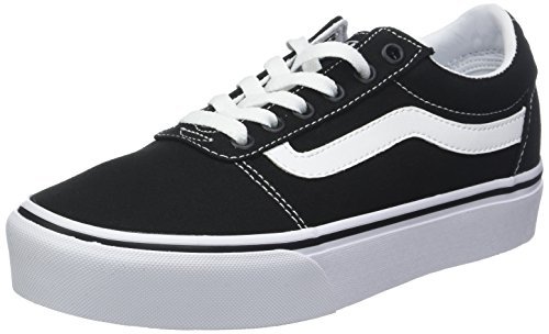 Social Vans Ward Platform Canvas Zapatillas Mujer, Negro