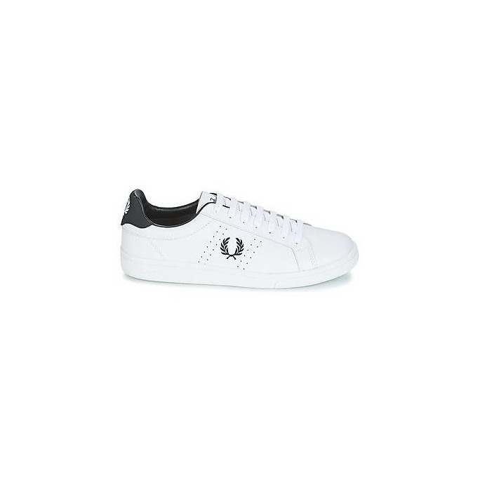 Fashion Fred Perry Kingston Hombres Blanco/Ivy Cuero Zapatillas-UK 8