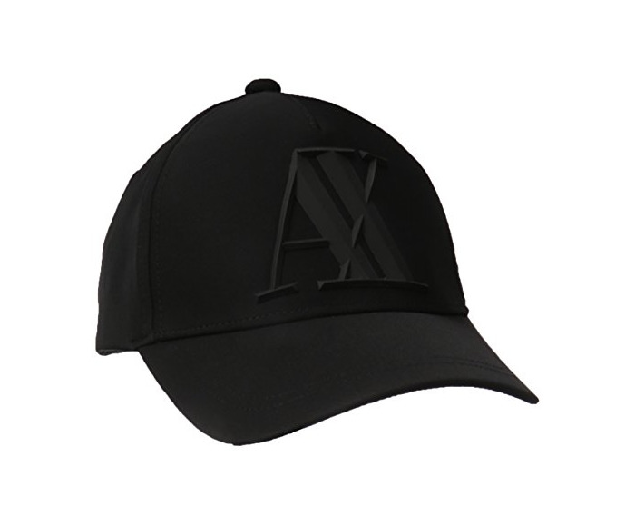 Fashion Armani Exchange Rubber Logo AX Cap Gorra de béisbol, Negro