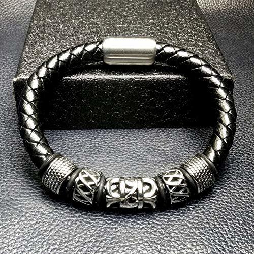 Place SHOUAQI Vikingo Pulsera Cuero Hombre Brazalete Pulseras y brazaletes Pulsera de Cuero