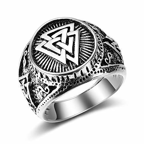 Place AIUIN 1Pcs Moda Favorita Hip Hop Viking Odin Logo Anillo para Hombres