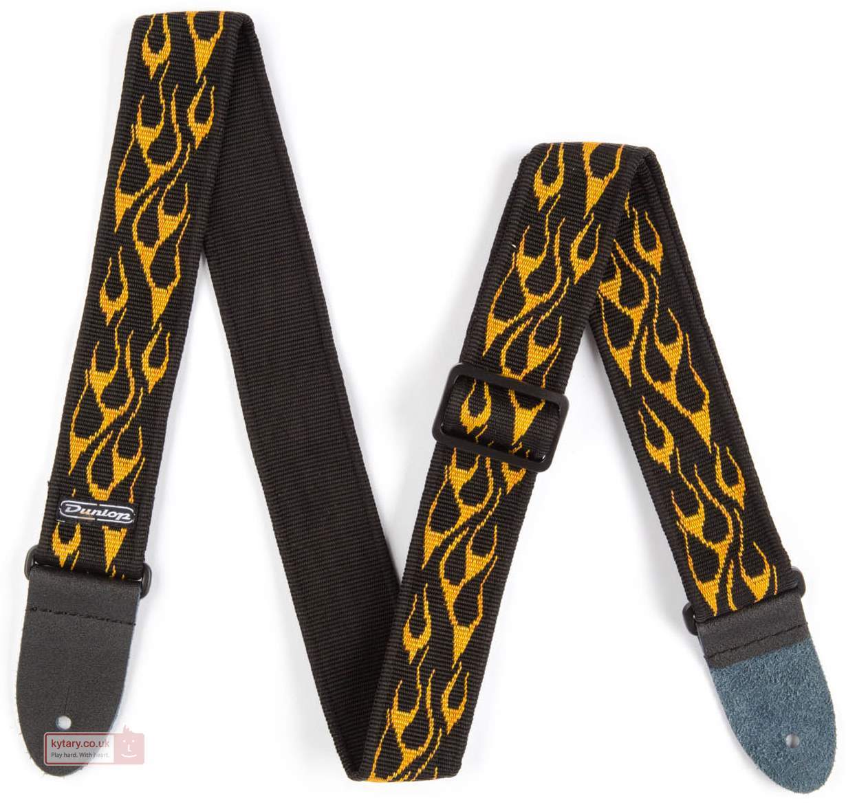 Moda Dunlop guitar strap yellow flames